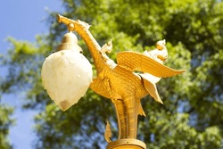 Golden Swan Lantern In The Temple