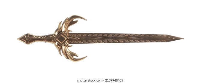 golden sword isolated on white background