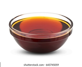 Golden Syrup Isolated On White Background, Honey In Bowl