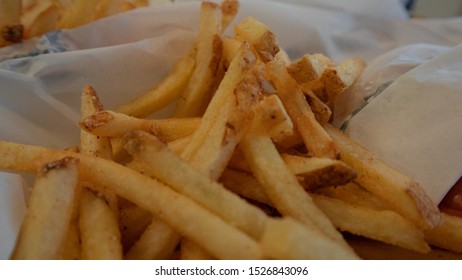 Golden Thick Cut Fries In Paper Basket