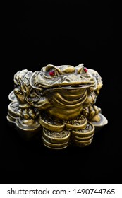 Golden Three Legged Toad Money Sculpture