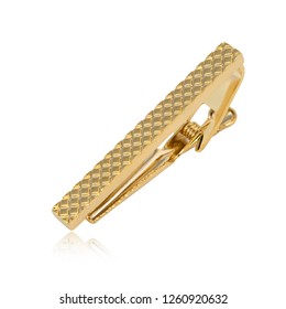 Golden Tie Clip Isolated On White Background