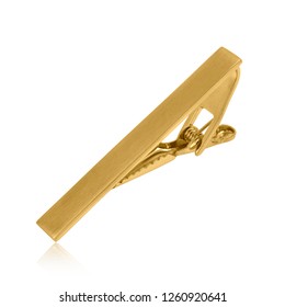 Golden Tie Clip Isolated On White Background