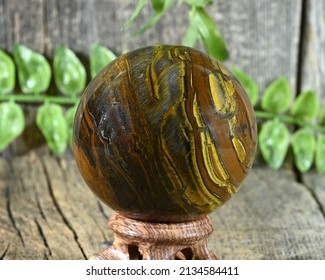 Golden Tiger Eye Crystal Sphere Ball For Wellness Marketing