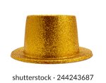 a golden top hat on a white background