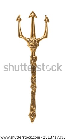golden trident of the devil isolated on white background