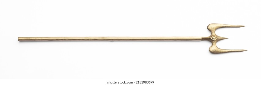 Golden Trident Isolated On White Background