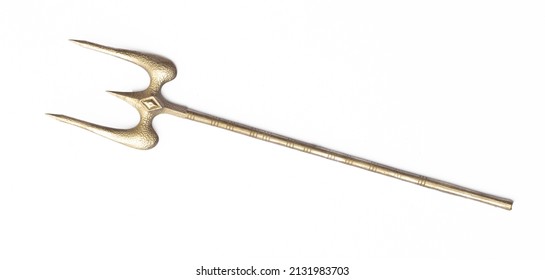 Golden Trident Isolated On White Background Stock Photo 2131983703 ...