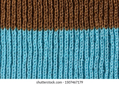 Golden And Turquoise Knitting Pattern In Brioche Stitch - Texture Background