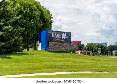 Golden Valley, Minnesota - July 21, 2019: Sign For The Kare 11 News Headquarters Office, A Television News Station, Affiliated With NBC, Broadcasting Local News To The Twin Cities Area