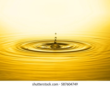 Golden Water Drop And Splash Close Up