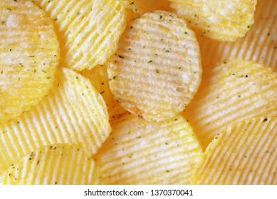 Golden Wavy Chips Close-up