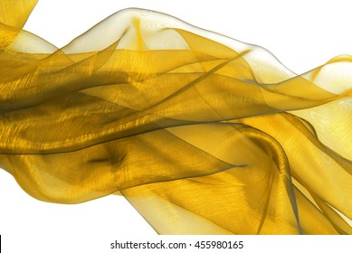 Golden Wavy Organza Fabric