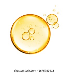 golden yellow bubble oil or serum isolated on white background - Shutterstock ID 1675769416