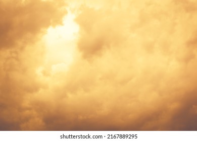 Golden Yellow Clouds In The Glorious Early Morning Sky Open To Let The Sun Shine Down From Heaven