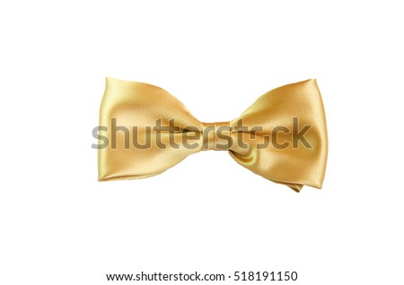 Golden yellow satin Bow Tie for Kids Children Men Man women on white background golden bowl