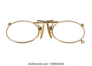 gold-plated pince-nez with spring antique