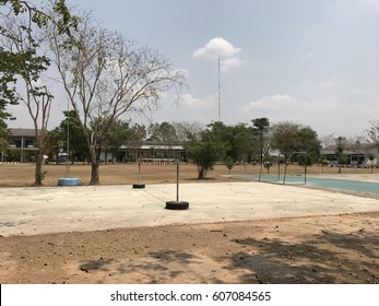 Golf Ball Course Near Soccer Concrete And Football Field In Thailand School