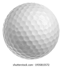 Balón de golf aislado en fondo blanco, profundidad total del campo, recorrido de recorte