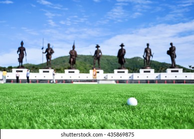 Golf Ball On Artificial Grass,Rajabhakti Park Hua Hin Thailand.