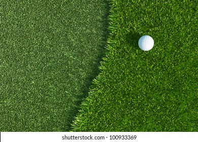 Golf Ball On Green Tee