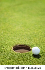 Golf Ball On Lip Of Cup