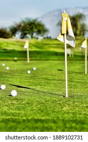 Golf Ball On The Practice Putting Green On Golf Course