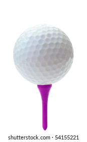 Golf Ball On Purple Tee.