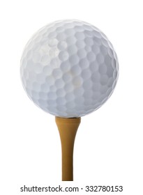 Golf Ball On A Tee Isolated On White Background