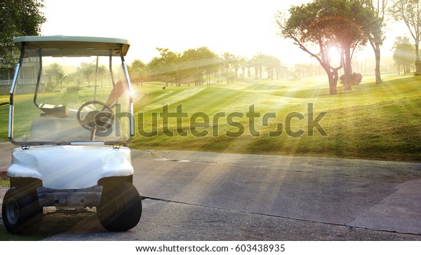Golf car on the golf\
course