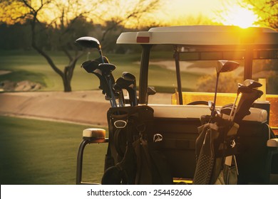 Golf Cart - Beautiful Sunset Overlooking Gold Course