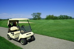 Golf Cart On Golf Path