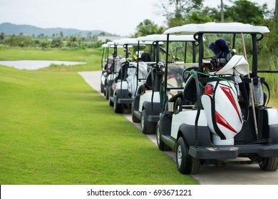 Golf Cart Park On Course Way Road.