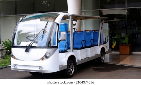 Golf Cart Parked In Front Of The Office Building