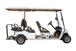 Golf Carts Or Electric Golf Cart Isolated On White Background With Clipping Part.