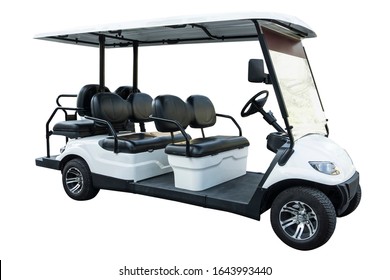 Golf Carts Or Electric Golf Cart Isolated On White Background With Clipping Part.     