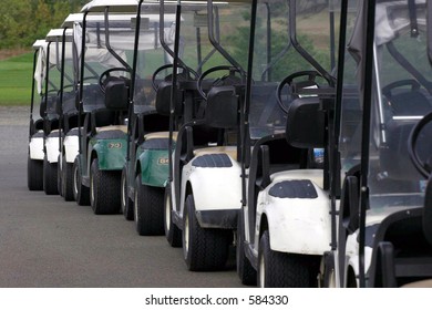 Golf Carts Lined Up