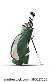 Golf Clubs And Bag Isolated.