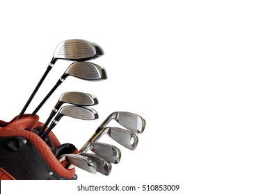 Golf Clubs In Bag Isolated On White