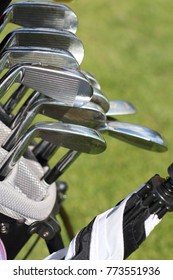  Golf Clubs On A Putting Green No People Stock Photo