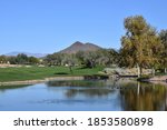A golf course in Peoria Arizona during the fall with mountain view