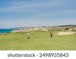 golf course at Praia dEl Rey beach at sunset, near Obidos, Portugal. High quality photo