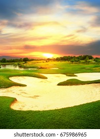 Golf Course At Sunset