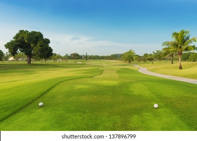 Golf Course From Tee Off Green.