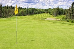 Golf Course In The Thick Forest At Elk Ridge Resort In Saskatchewan, Canada