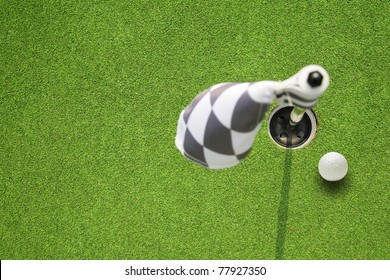 Golf Hole Flag On A Field