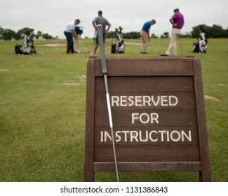 Golf Instruction Taking Place. Golf Lessons. Reserved For A Private Session.