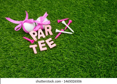 Golf Par Tee Party Invitation With Word On Green Grass