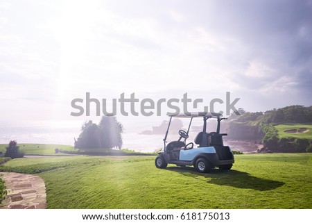 Golf resort with the scenery of the sea. Summer vacation. Bali, Indonesia.