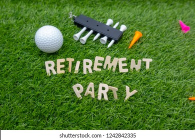 Golf Retirement Party With Golf Ball On Green Grass